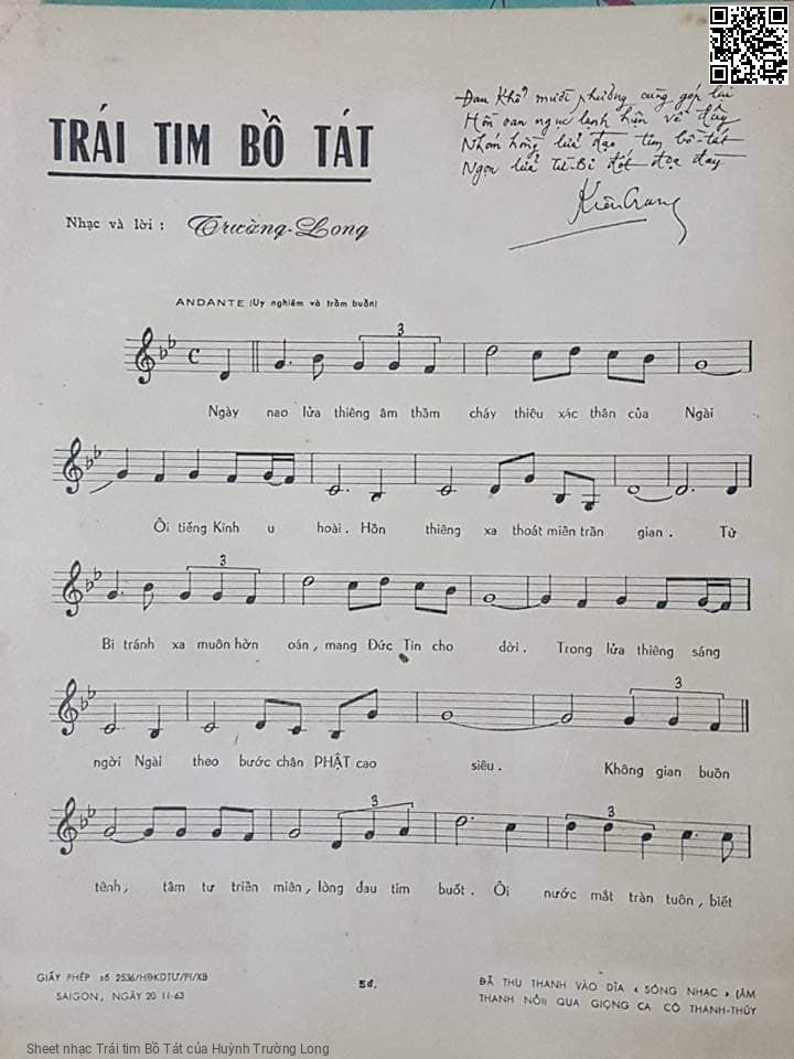 Page 2 of Sheet music PDF Trái tim Bồ Tát - Huỳnh Trường Long