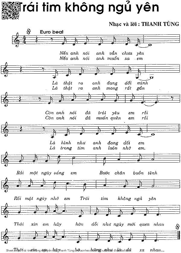 Sheet PDF of Trái tim không ngủ yên