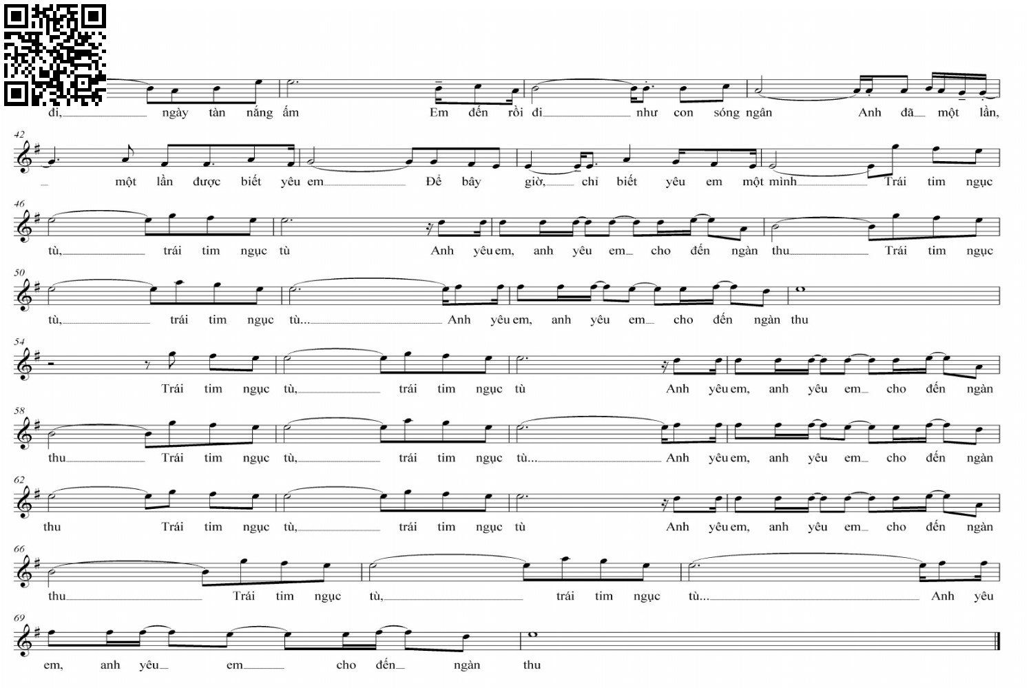 Page 2 of Sheet music PDF Trái tim ngục tù - Đức Huy