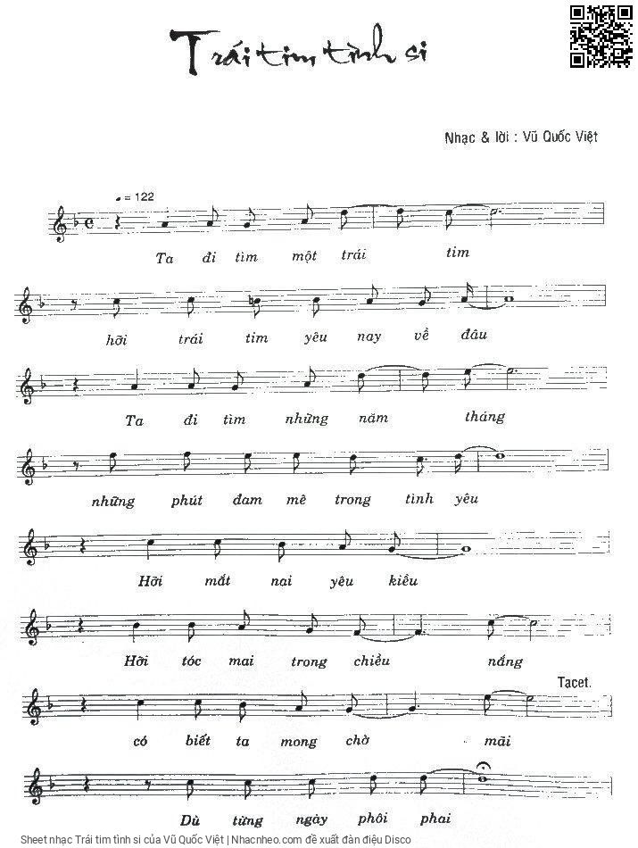 Sheet PDF of Trái tim tình si