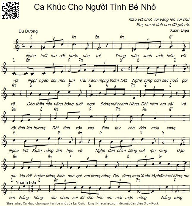 Sheet PDF of Ca khúc cho người tình bé nhỏ