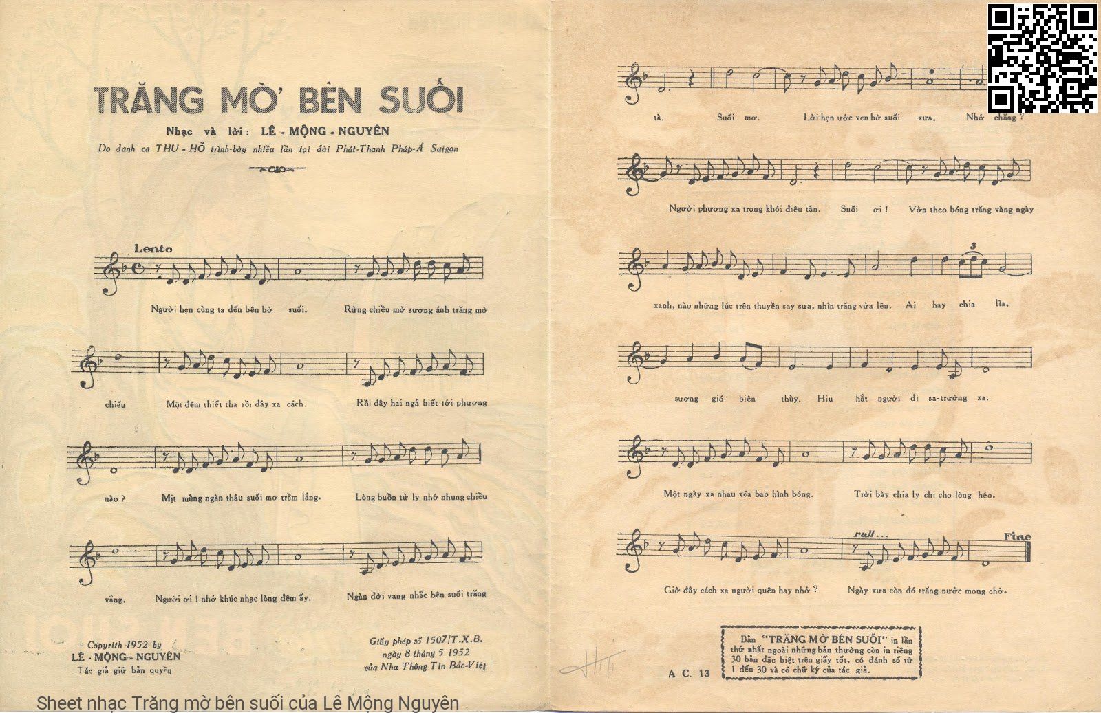 Page 2 of Sheet music PDF Trăng mờ bên suối - Lê Mộng Nguyên