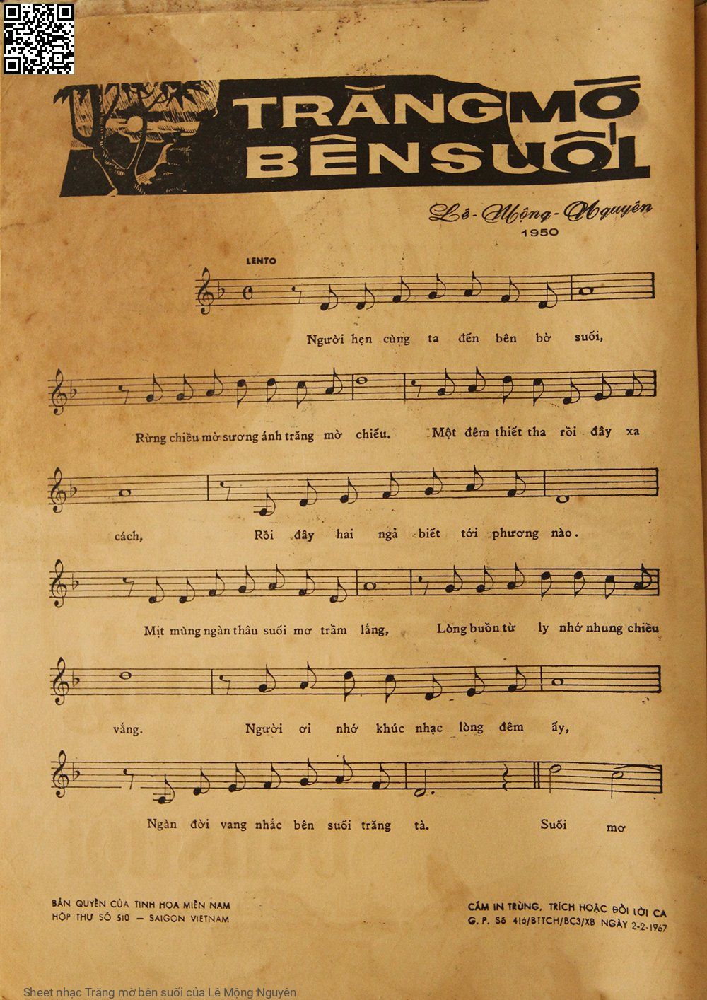 Page 4 of Sheet music PDF Trăng mờ bên suối - Lê Mộng Nguyên