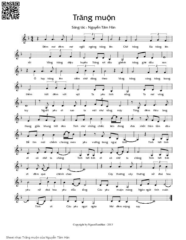 Sheet PDF of Trăng muộn - Nguyễn Tâm Hàn