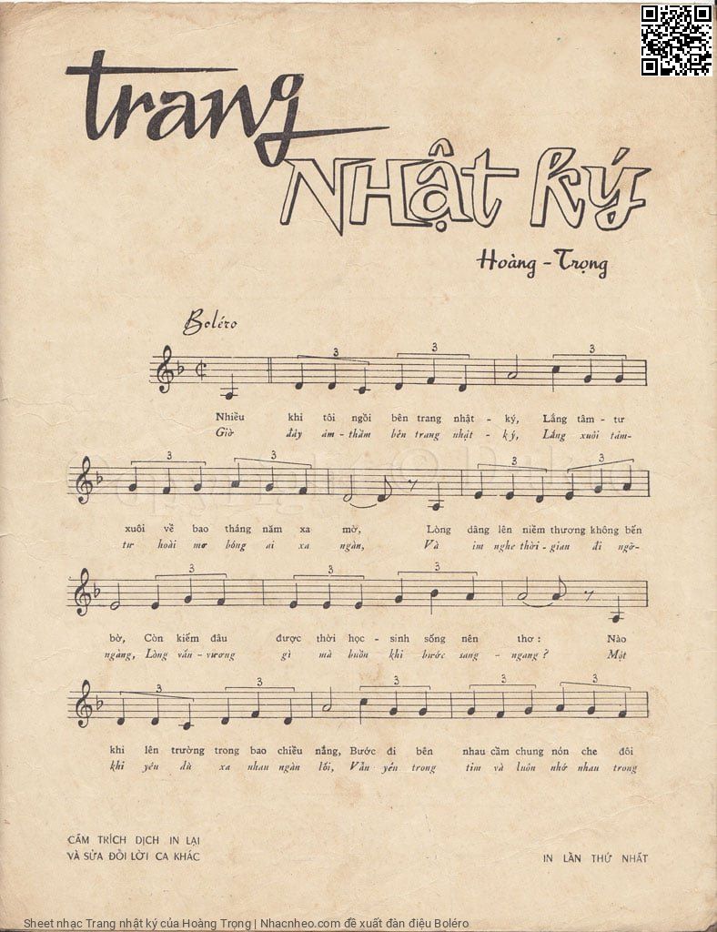 Page 2 of Sheet music PDF Trang nhật ký - Hoàng Trọng