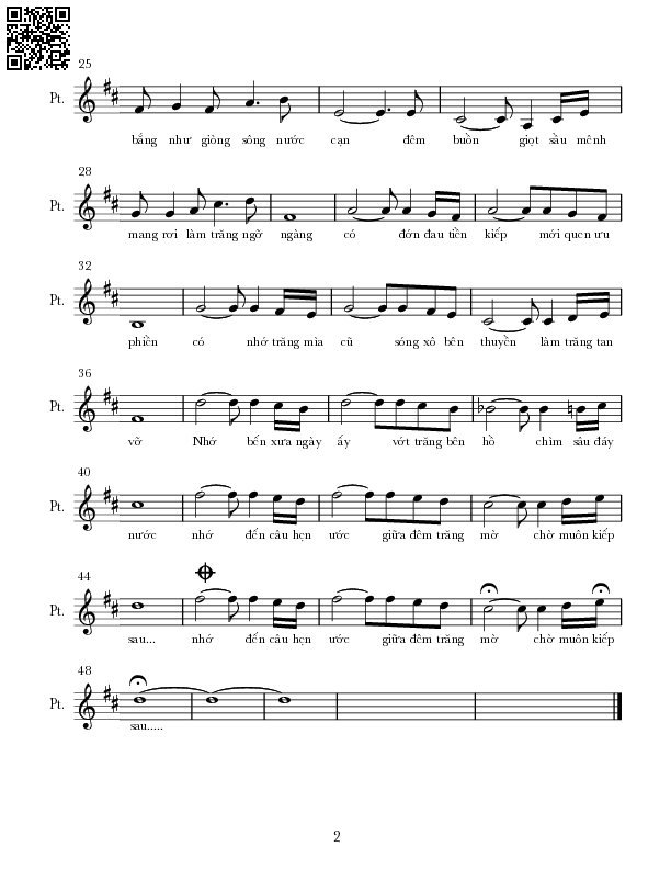 Page 2 of Sheet music PDF Trăng rơi bên hồ - Nguyễn Hoàng Đô