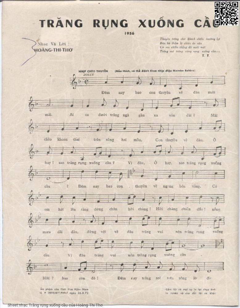 Page 2 of Sheet music PDF Trăng rụng xuống cầu - Hoàng Thi Thơ
