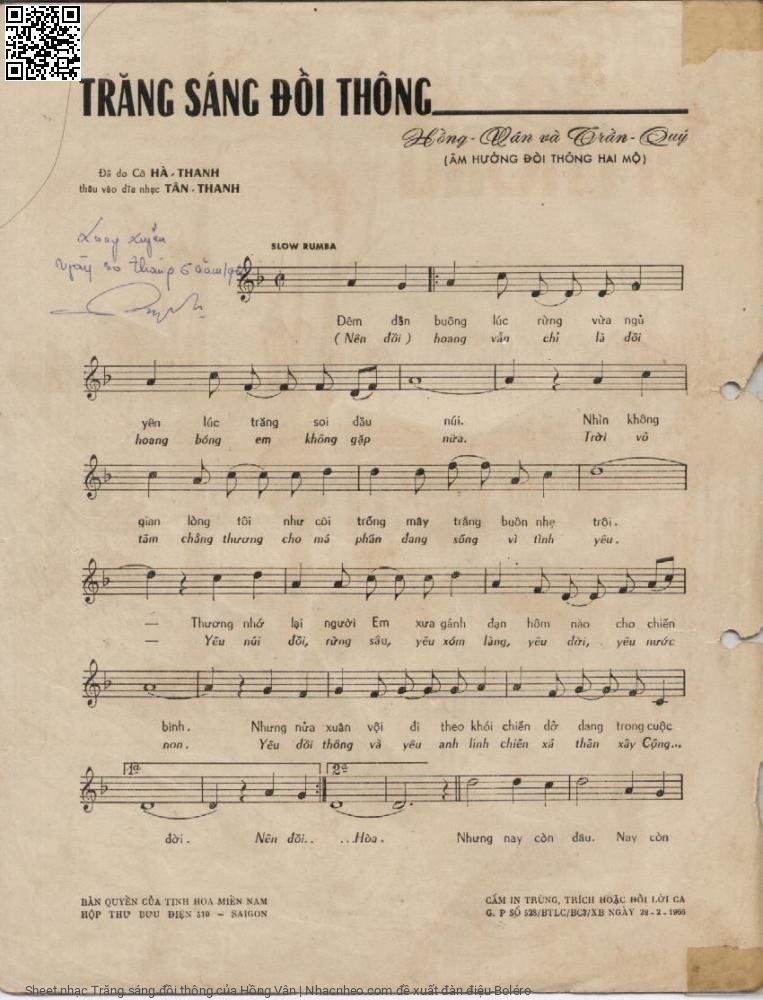 Page 2 of Sheet music PDF Trăng sáng đồi thông - Hồng Vân