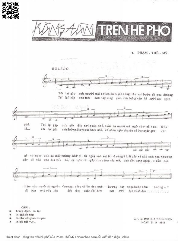 Page 2 of Sheet music PDF Trăng tàn trên hè phố - Phạm Thế Mỹ