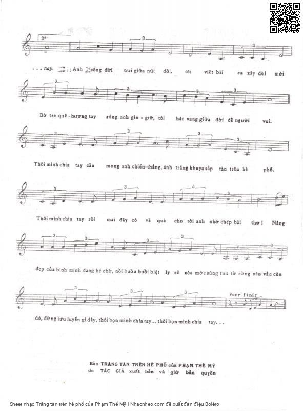 Page 3 of Sheet music PDF Trăng tàn trên hè phố - Phạm Thế Mỹ