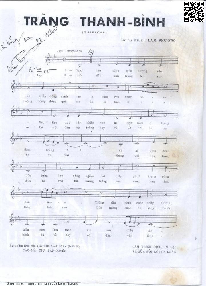 Page 2 of Sheet music PDF Trăng thanh bình - Lam Phương