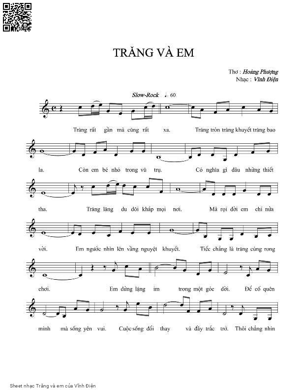 Sheet PDF of Trăng và em - Vĩnh Điện