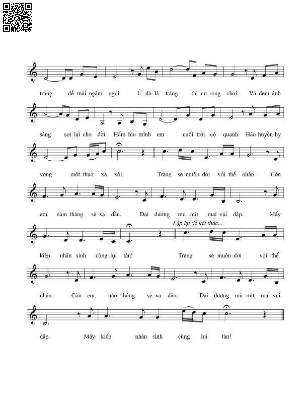 Page 2 of Sheet music PDF Trăng và em - Vĩnh Điện