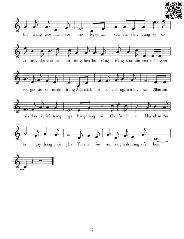 Page 2 of Sheet music PDF Trăng viễn hoài - Lê Tín Hương