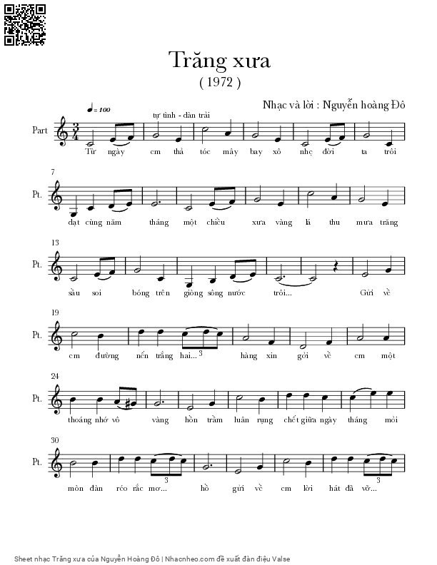 Sheet PDF of Trăng xưa - Nguyễn Hoàng Đô