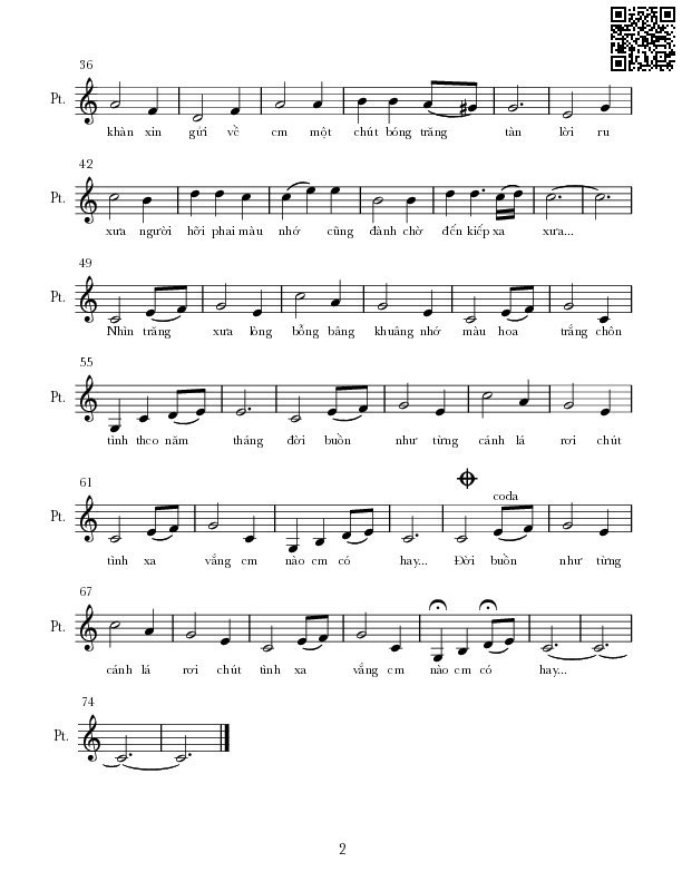 Page 2 of Sheet music PDF Trăng xưa - Nguyễn Hoàng Đô