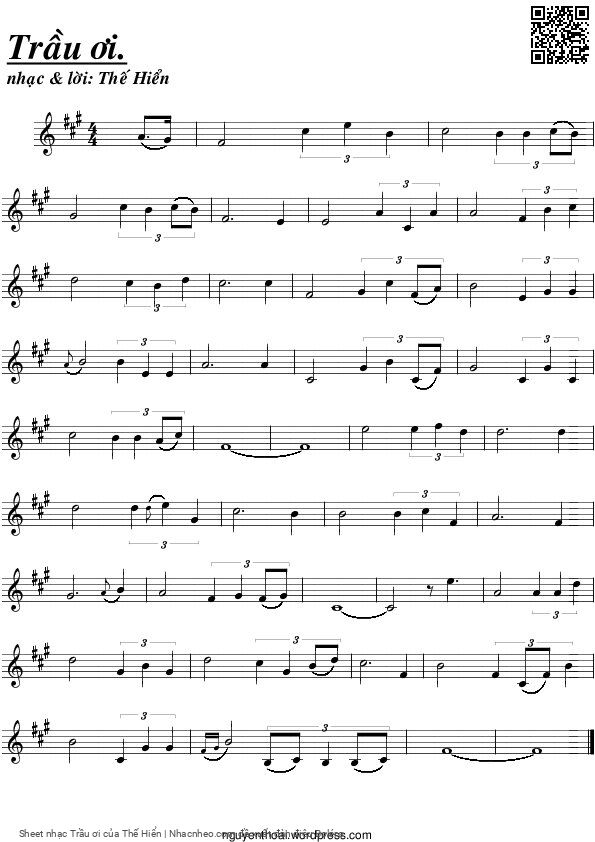 Sheet PDF of Trầu ơi - Thế Hiển