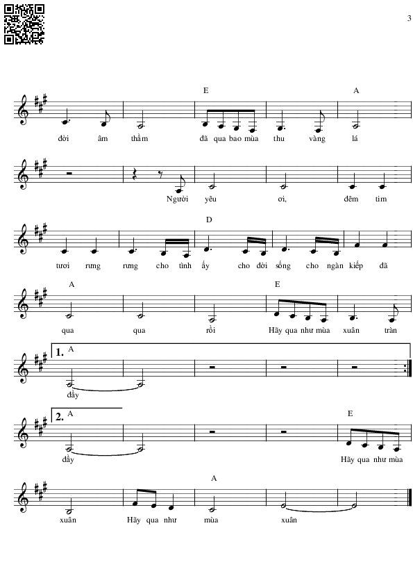 Page 3 of Sheet music PDF Trên da tình yêu - Lê Uyên Phương