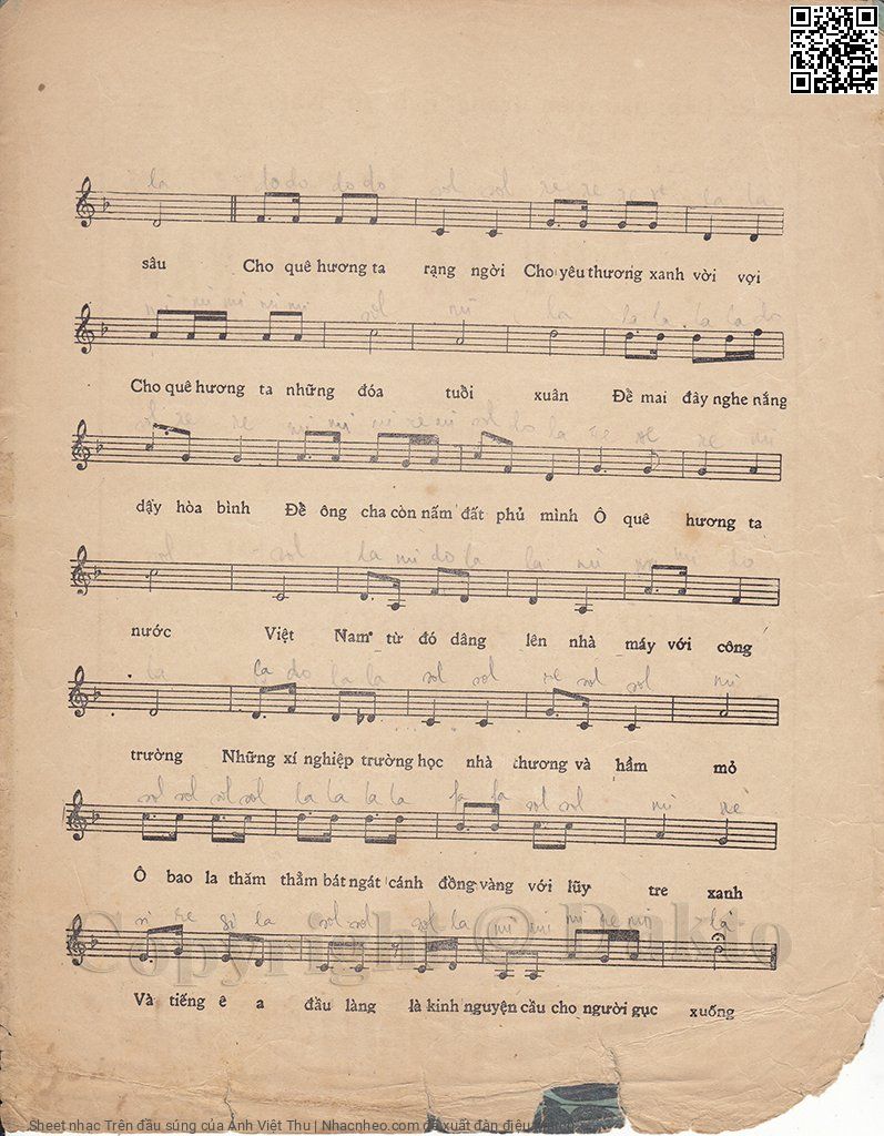 Page 3 of Sheet music PDF Trên đầu súng - Anh Việt Thu