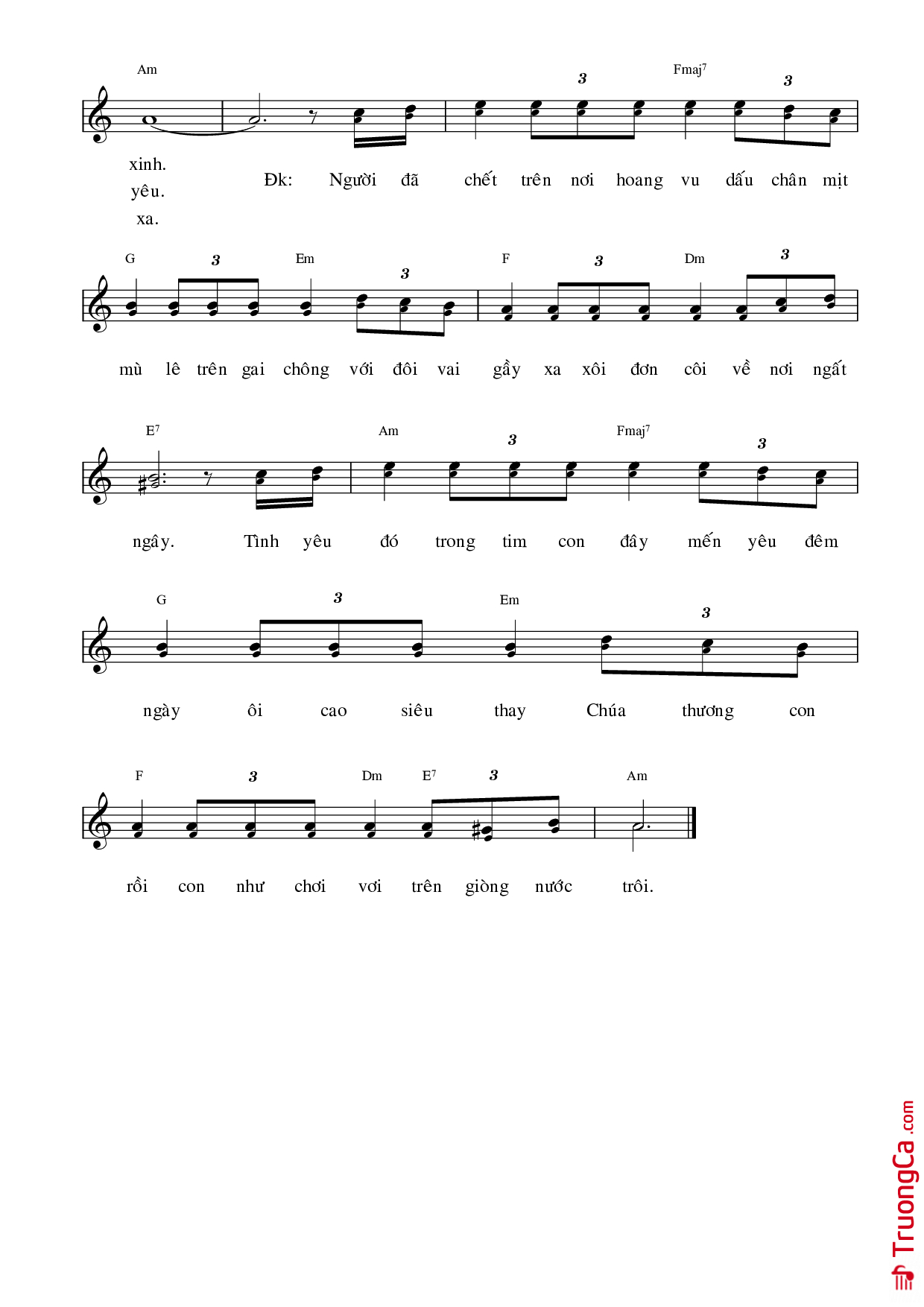 Page 2 of Sheet music PDF Trên đỉnh đồi xa - Thiên Thu