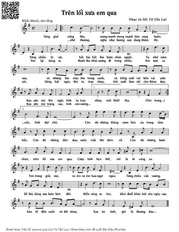 Sheet PDF of Trên lối xưa em qua