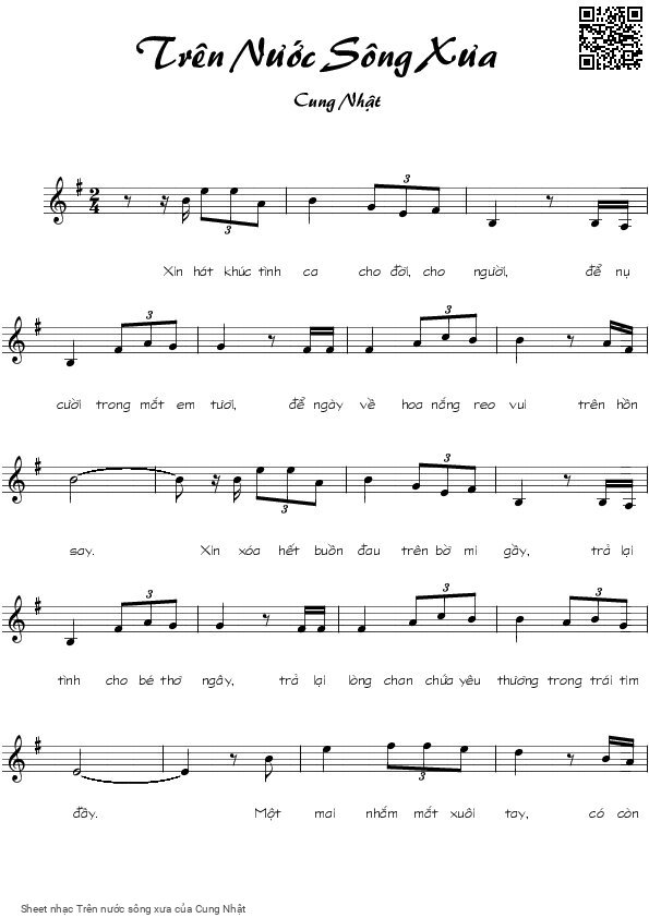 Sheet PDF of Trên nước sông xưa