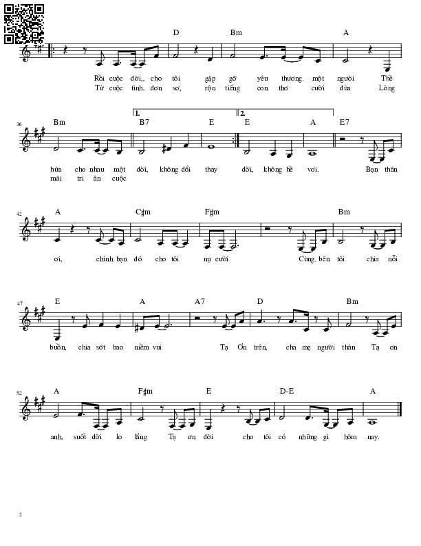 Page 2 of Sheet music PDF Tri ân cuộc đời - Thùy Linh