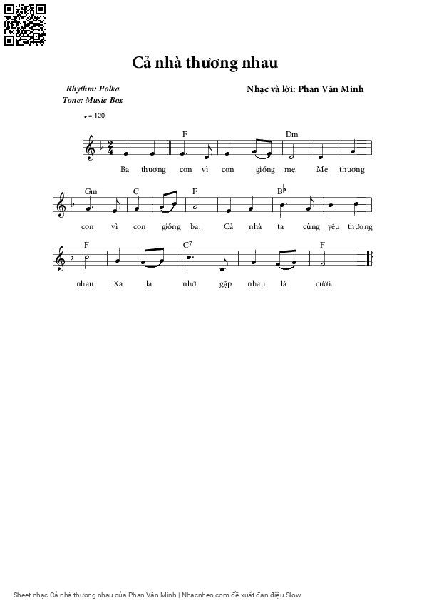 Sheet PDF of Cả nhà thương nhau