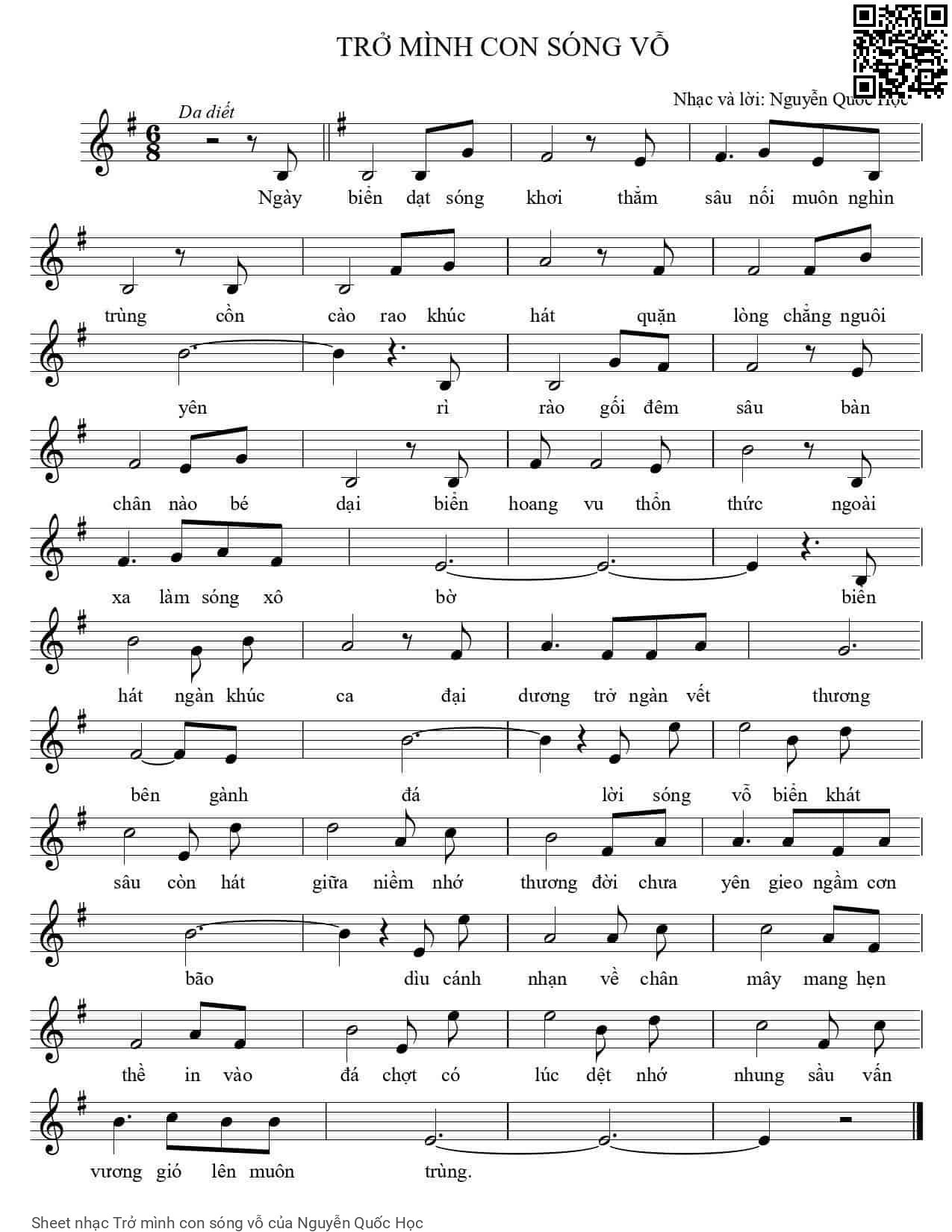 Sheet PDF of Trở mình con sóng vỗ