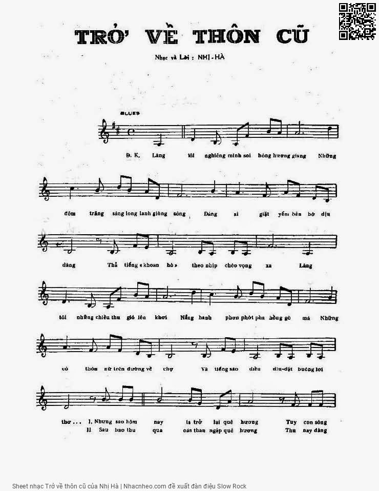 Page 2 of Sheet music PDF Trở về thôn cũ - Nhị Hà