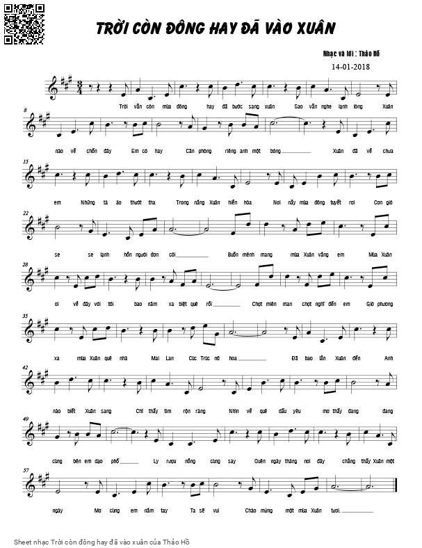 Page 1 of Sheet music PDF Trời còn đông hay đã vào xuân - Thảo Hồ