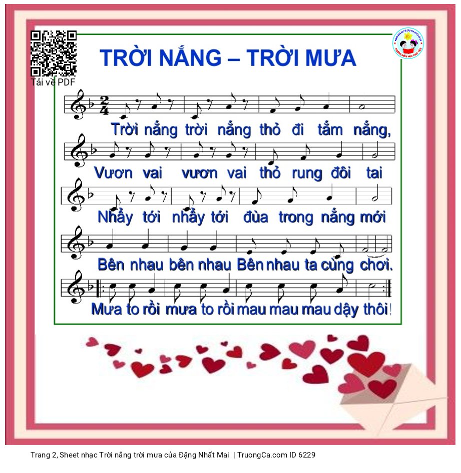 Page 2 of Sheet music PDF Trời nắng trời mưa - Đặng Nhất Mai
