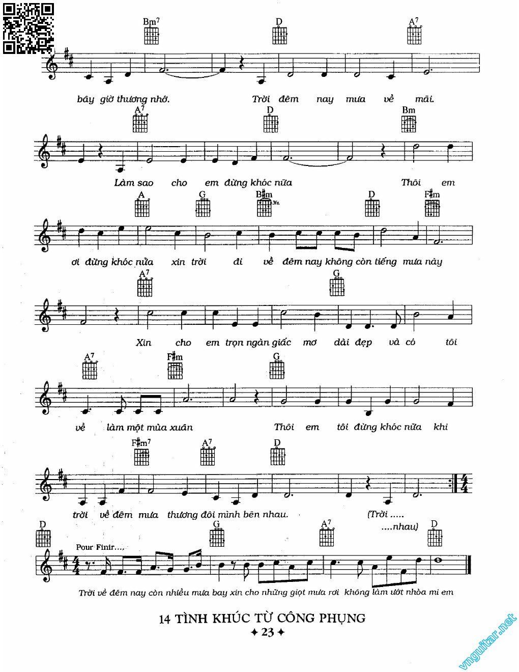 Page 2 of Sheet music PDF Trời về đêm mưa - Từ Công Phụng