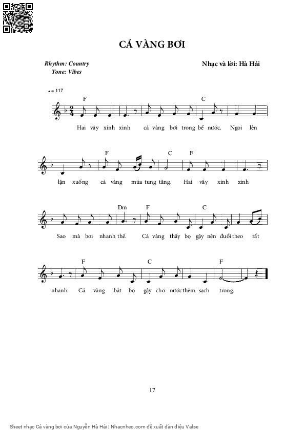 Page 1 of Sheet music PDF Cá vàng bơi - Nguyễn Hà Hải