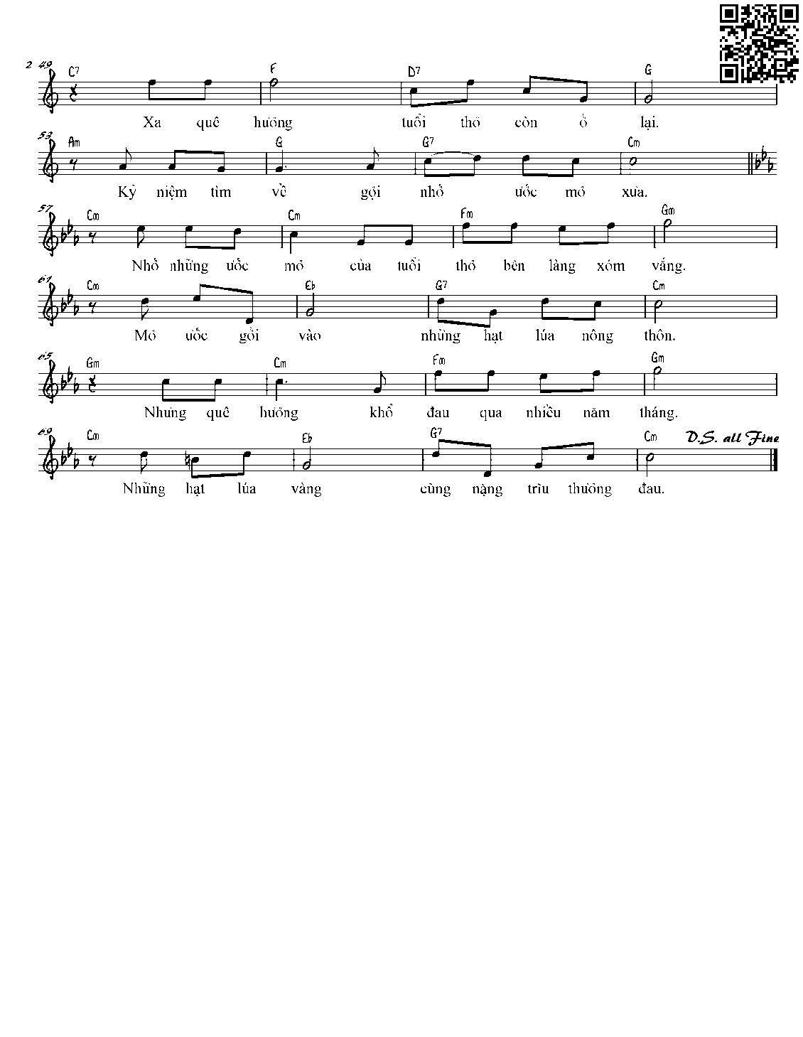 Page 2 of Sheet music PDF Trong nỗi nhớ xa quê - Võ Tường Trình