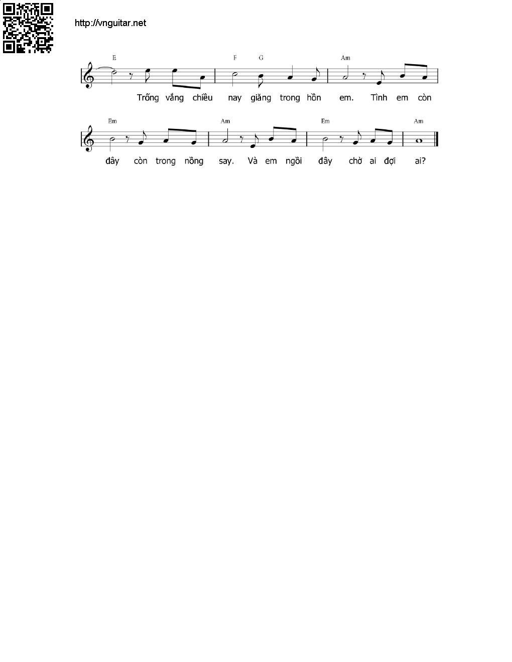 Page 2 of Sheet music PDF Trống vắng - Quốc Hùng