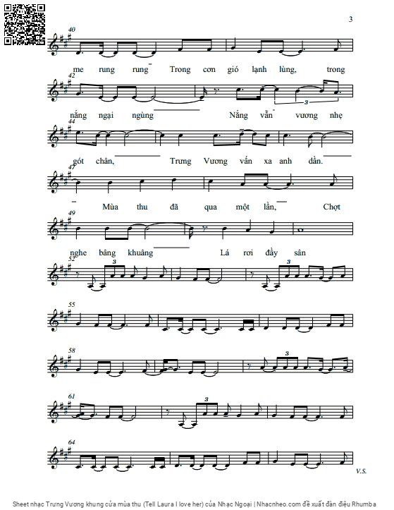 Page 3 of Sheet music PDF Trưng Vương khung cửa mùa thu (Tell Laura I love her) - Nhạc Ngoại