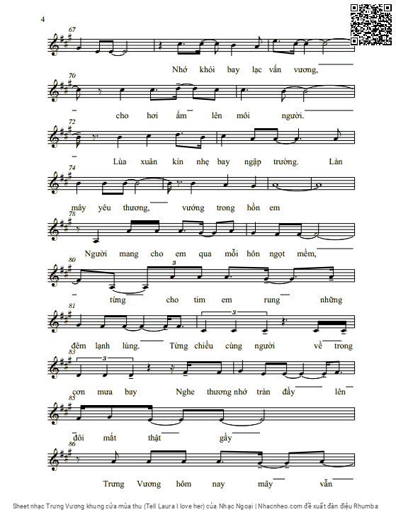 Page 4 of Sheet music PDF Trưng Vương khung cửa mùa thu (Tell Laura I love her) - Nhạc Ngoại