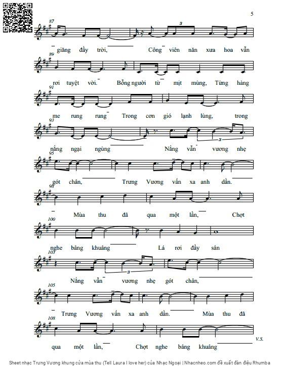 Page 5 of Sheet music PDF Trưng Vương khung cửa mùa thu (Tell Laura I love her) - Nhạc Ngoại