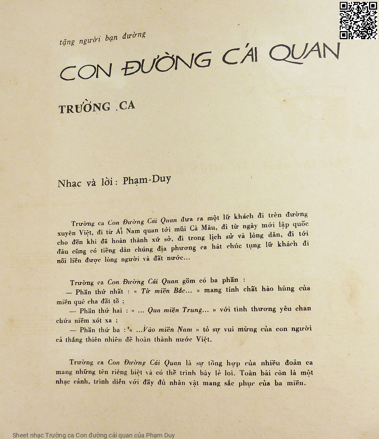 Page 13 of Sheet music PDF Trường ca Con đường cái quan - Phạm Duy