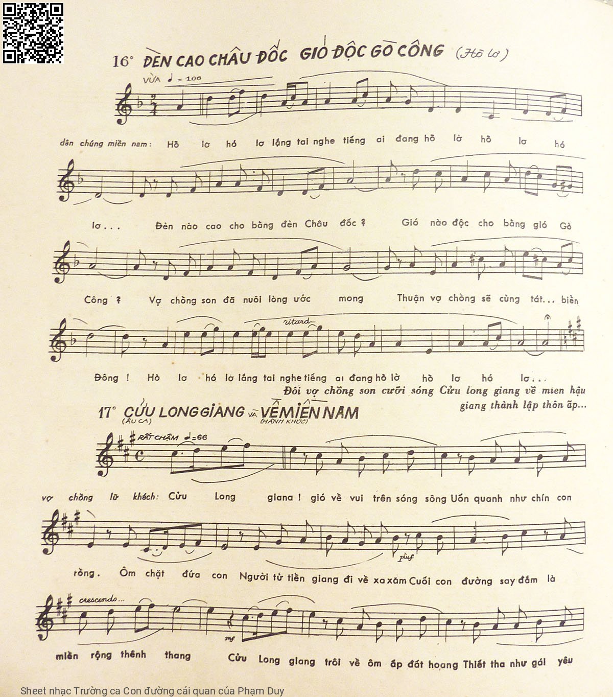 Page 6 of Sheet music PDF Trường ca Con đường cái quan - Phạm Duy