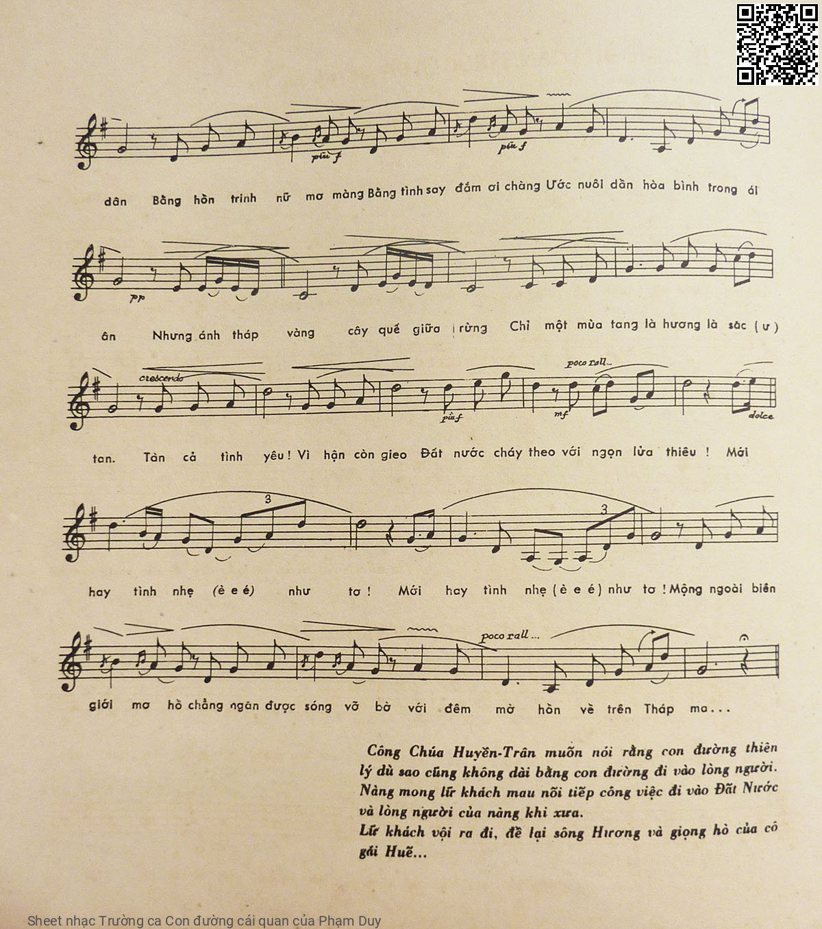 Page 10 of Sheet music PDF Trường ca Con đường cái quan - Phạm Duy