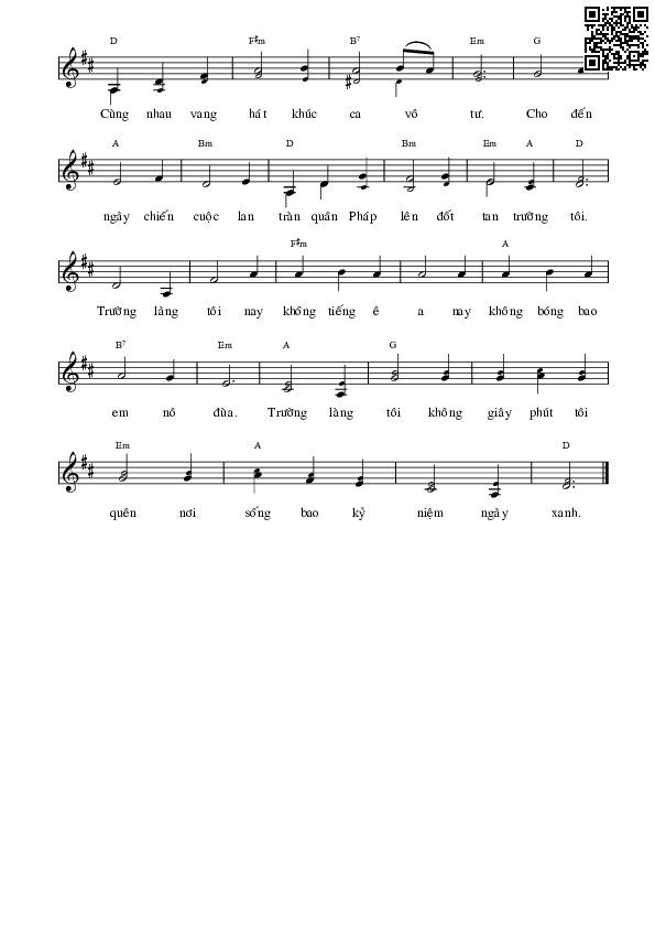 Page 2 of Sheet music PDF Trường làng tôi - Phạm Trọng Cầu