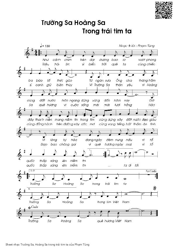 Sheet PDF of Trường Sa, Hoàng Sa trong trái tim ta