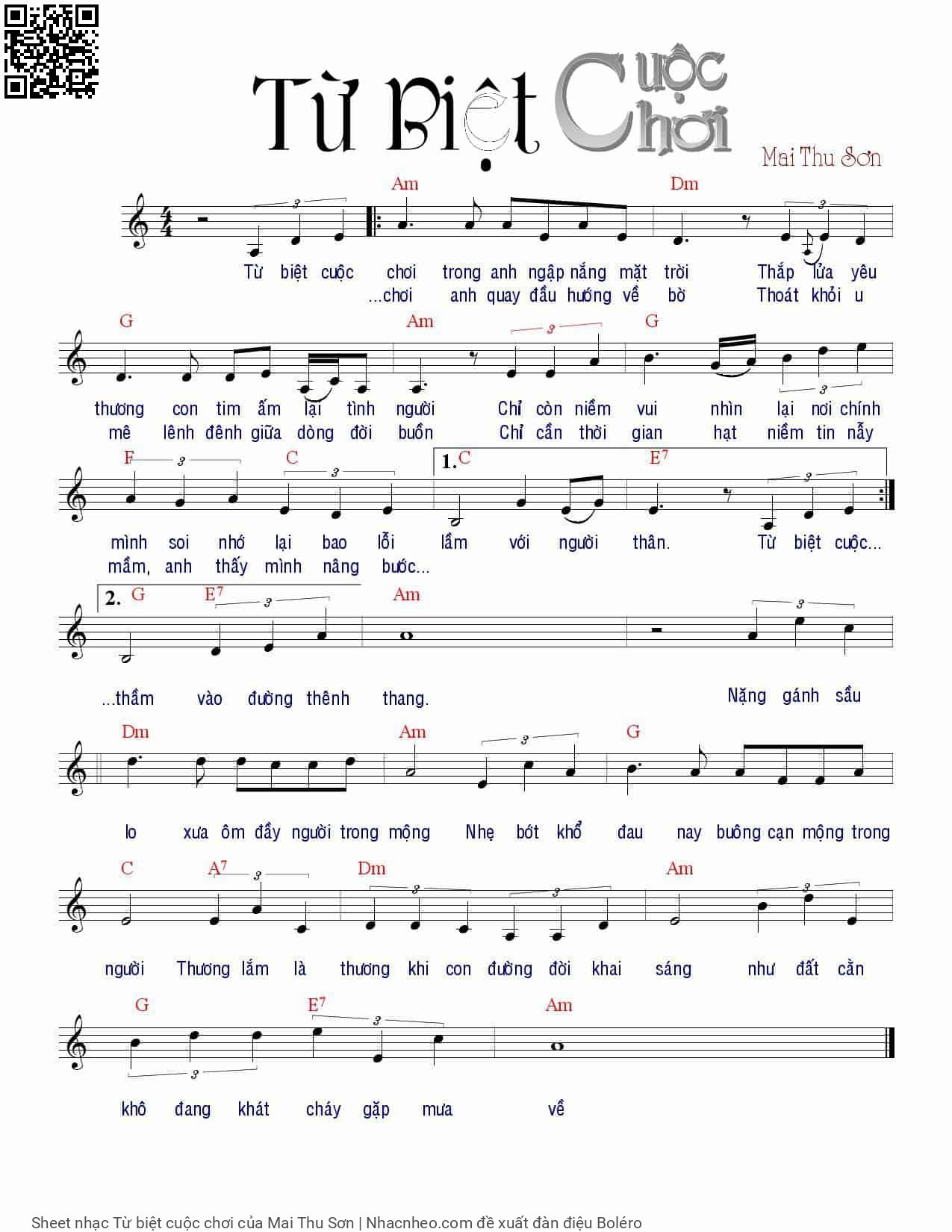 Sheet PDF of Từ biệt cuộc chơi