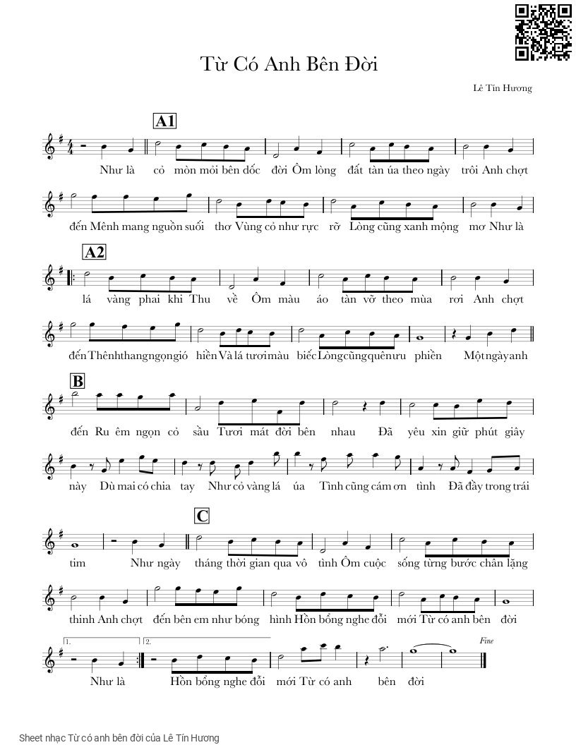 Sheet PDF of Từ có anh bên đời