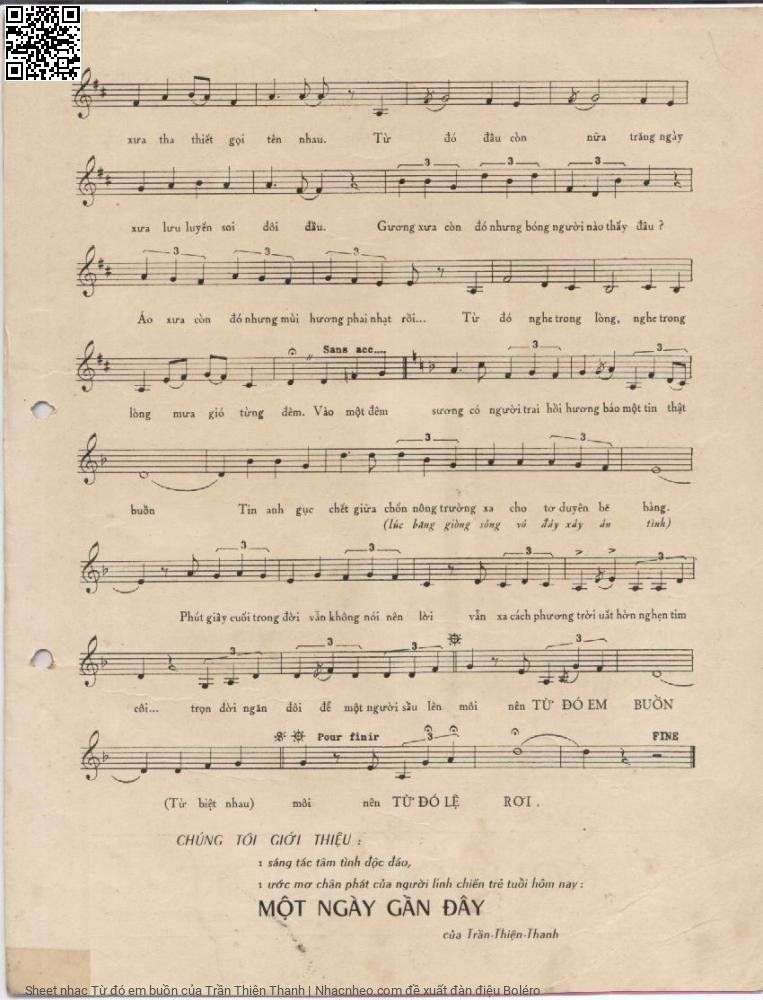 Page 3 of Sheet music PDF Từ đó em buồn - Trần Thiện Thanh