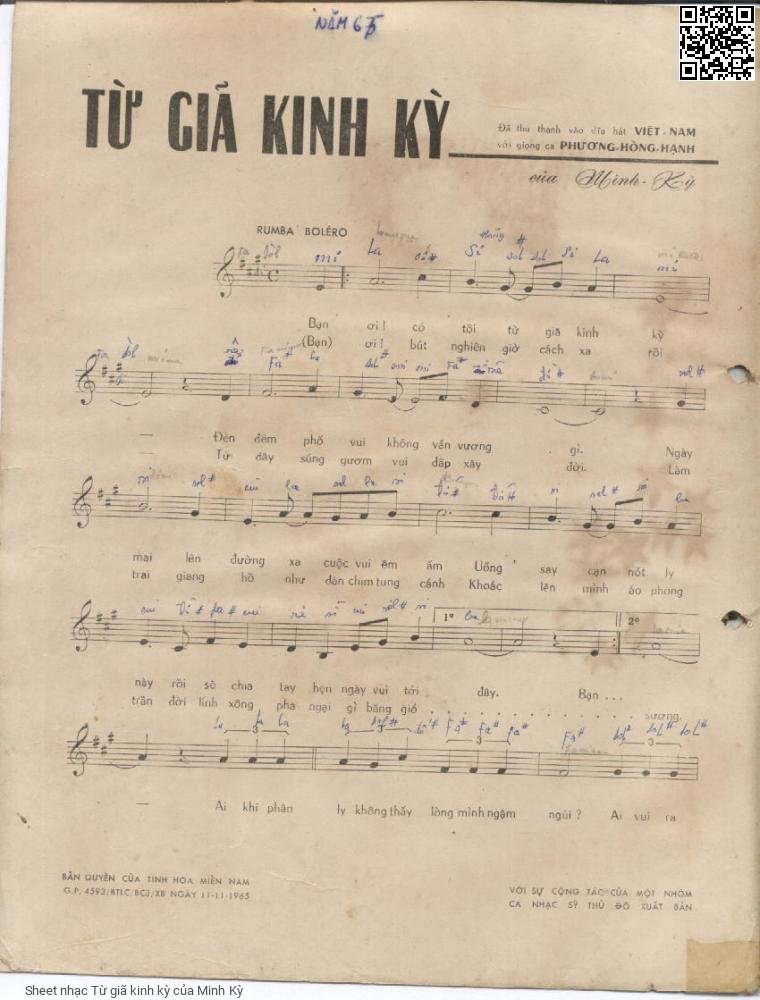 Page 2 of Sheet music PDF Từ giã kinh kỳ - Minh Kỳ