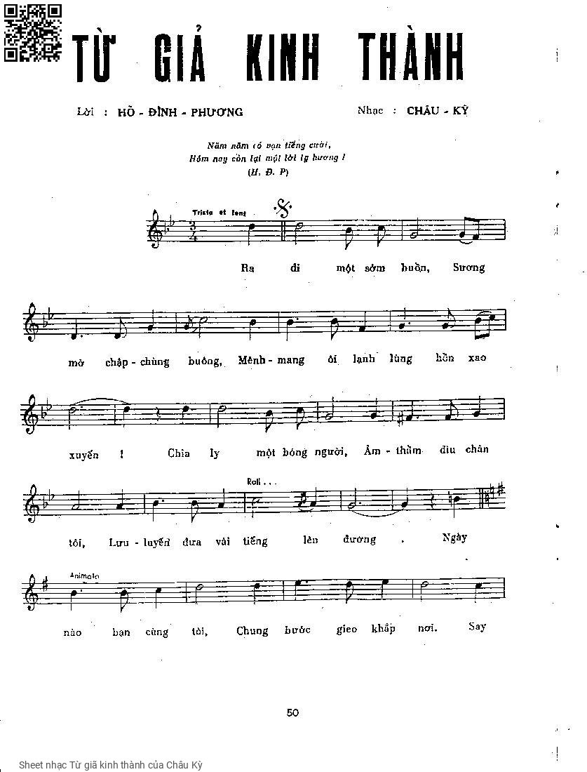 Page 3 of Sheet music PDF Từ giã kinh thành - Châu Kỳ