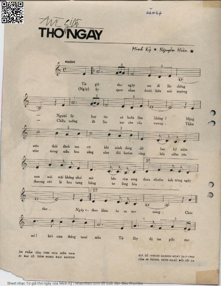 Page 2 of Sheet music PDF Từ giã thơ ngây - Minh Kỳ